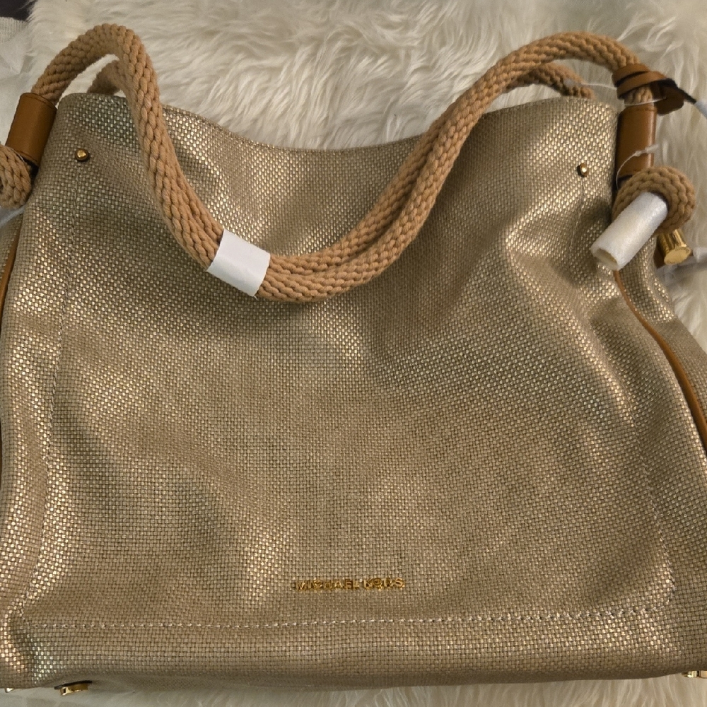 Michael Kors Gold and Tan Shoulder Bag